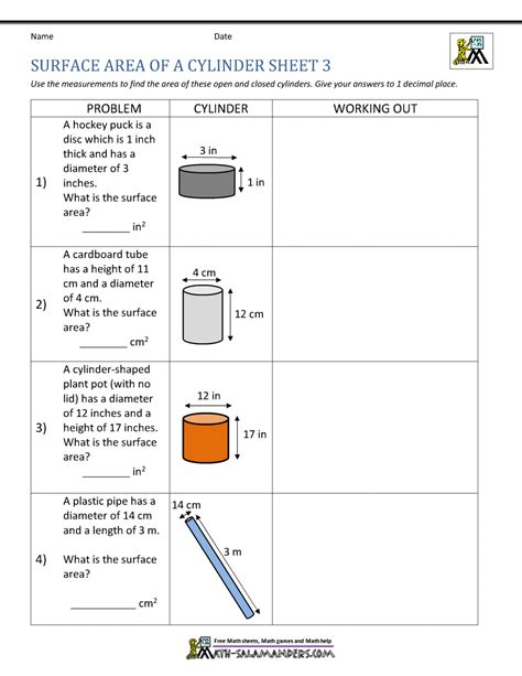 Cylinder Surface Area Diameter