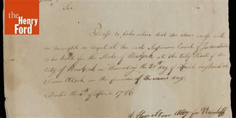 Letter from Alexander Hamilton to Aaron Burr, 1786 - The Henry Ford