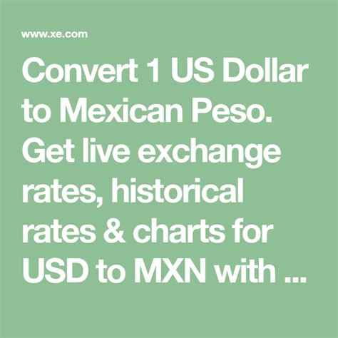 Convert 1 US Dollar to Mexican Peso. Get live exchange rates ...