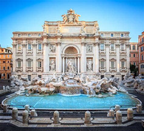 Trevi Fountain at Sunrise, Rome, Italy, Europe Stock Image - Image of ...