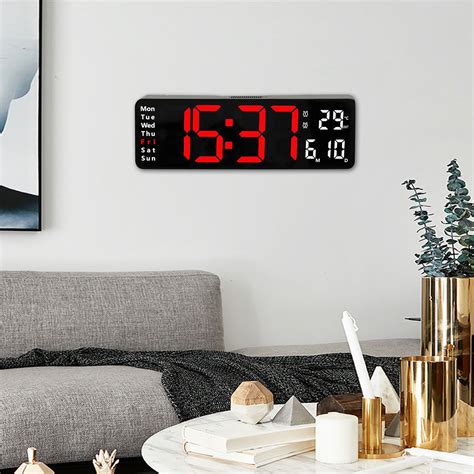 Large LED Digital Wall Clock Temperature Date Day Display USB Remote Control 5 Minute Timer for ...