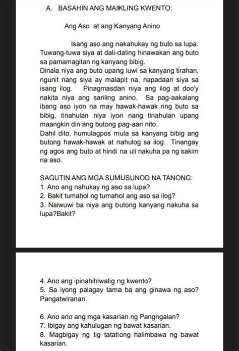 ang aso at ang anino pa sagot - Brainly.ph