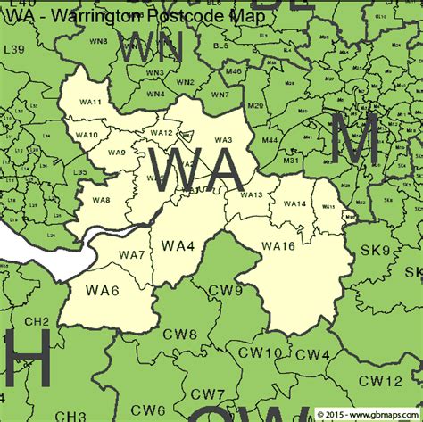 Warrington Postcode Area and District Maps in Editable Format