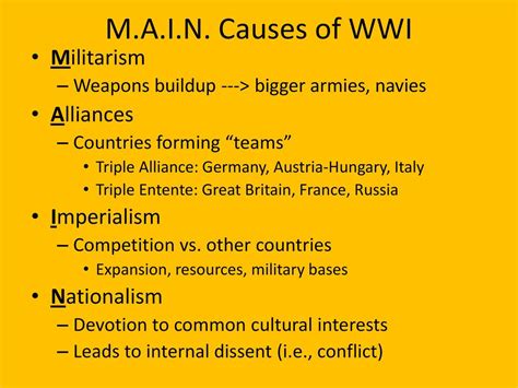 M.A.I.N. Causes of WWI Militarism - ppt download