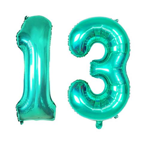 32inch Teal Blue Number 13 Balloon - 13st Birthday Decorations for Girls/Boys, 31st Birthday ...