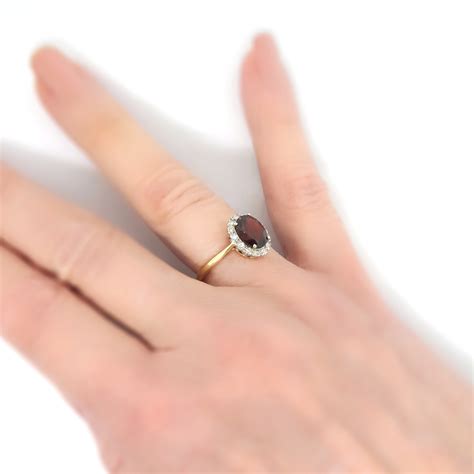 Vintage Garnet Diamond Ring Circa 1940's Garnet Old Single Cut Diamond ...