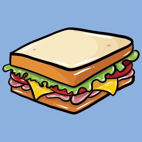 bread sandwich cartoon vector illustration Cute Food Drawings, Easy Drawings For Kids, Cute ...