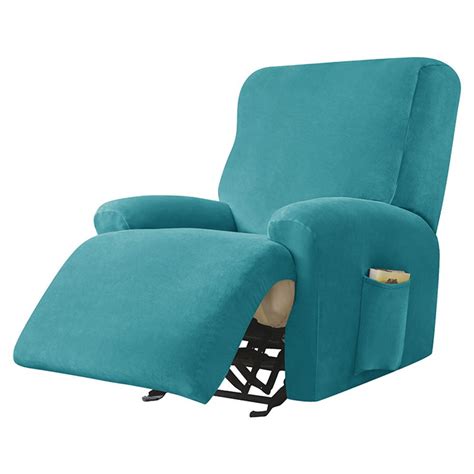 Stretch Recliner Sofa Cover Soft Velvet Armchair Covers Elastic Sofa Slipcovers, turquoise blue ...