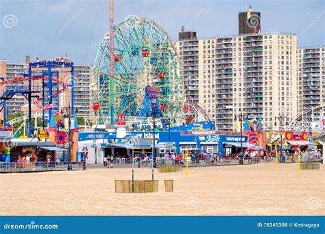 Coney Island Beach and the Luna Park Amusement Park in New York ...