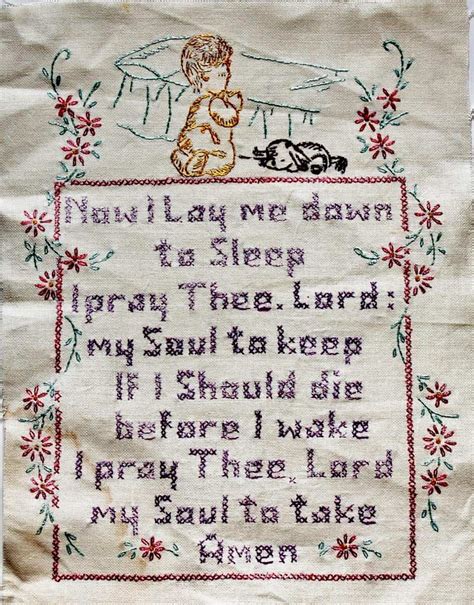 Vintage cross stitch now I lay me down to sleep (940x1200) • Adirondack ...