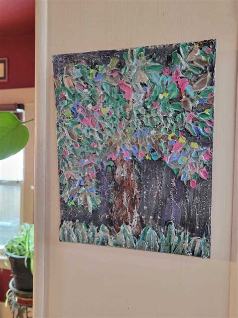 Texture Forest Tree With Leaves Blowing in the Wind Painting - Etsy