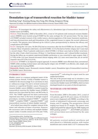 Denudation type of transurethral resection for bladder tumor | PDF