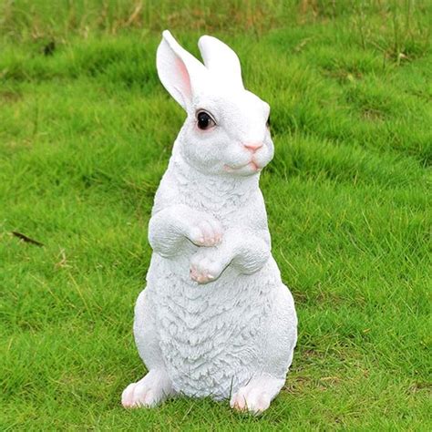 Garden Ornament Garden White Rabbit Statue,Waterproof Outdoor Statues ...