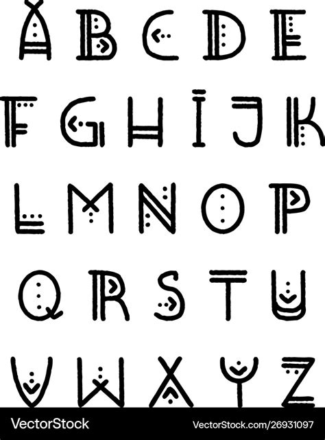 Set native american alphabet letters capital Vector Image