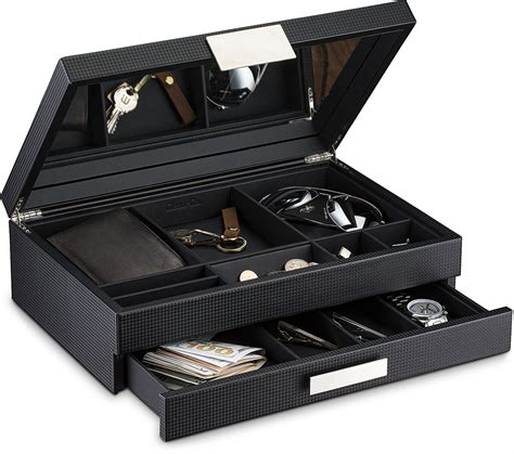 Men's Luxury Jewelry Accessories Box & Dresser Organizer - 12 Slots ...