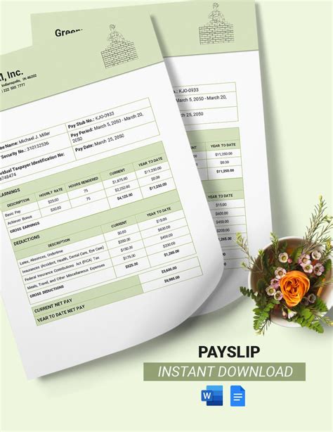 Payslip Template in Word, Google Docs, Pages - Download | Template.net