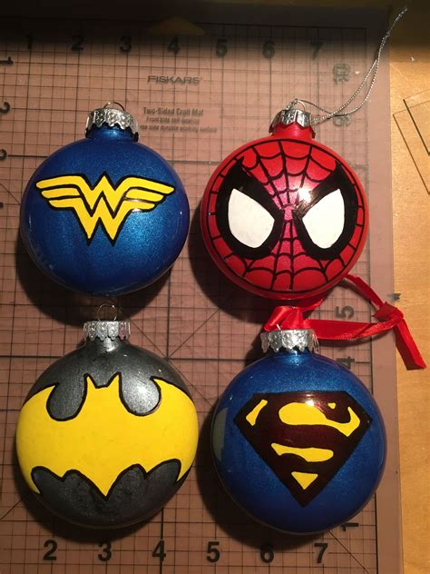 Family superhero ornaments. Spider-Man, superman, wonder woman, batman. | Xmas decorations, How ...