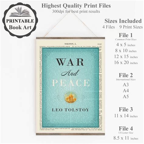 Printable War and Peace Book Cover Art Book Jacket Artwork | Etsy