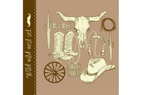 Cowboy clip art, Wild West, western | Illustrations ~ Creative Market