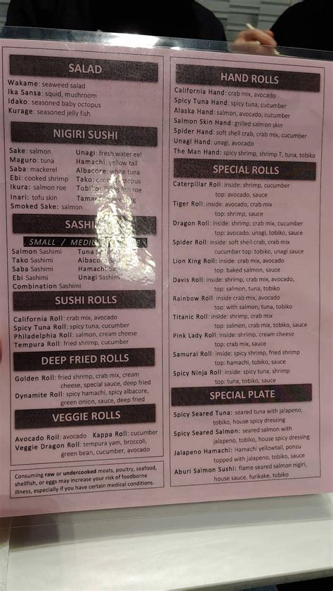 Menu at Fuji Sushi Buffet restaurant, Concord