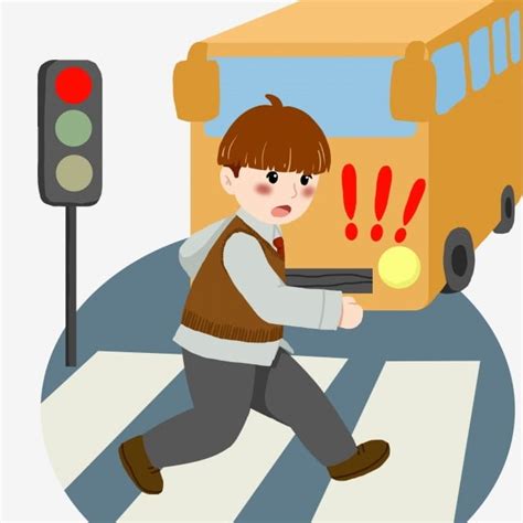 Red Traffic Light Clipart PNG Images, Boy With Red Light Yellow Car Red Red Light Traffic Safety ...