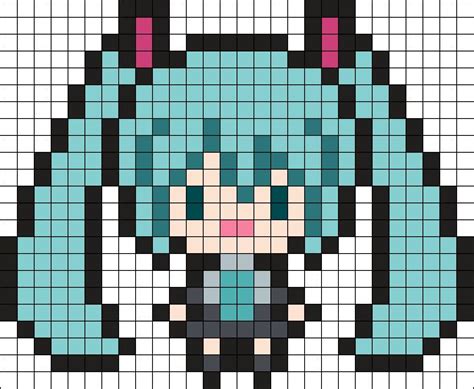 Miku Vocaloid Perler Bead Pattern | Bead Sprites | Characters Fuse Bead Patterns | Dibujitos ...