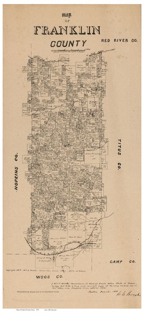 Franklin County Texas 1879 - Old Map Reprint - OLD MAPS