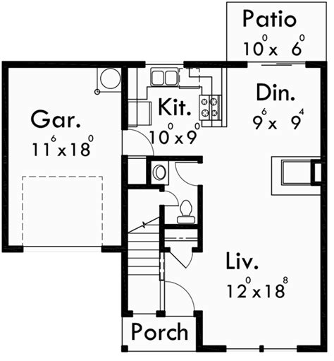 Triplex House Plan, Triplex Plan W/ Garage, Townhouse Plan, T-396