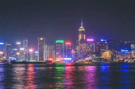 The Victoria Harbour Night View in Hong Kong 14 Nov 2013 Editorial ...