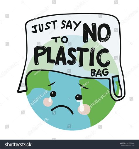 Say No Plastic Bags Sad Earth Stock Vector (Royalty Free) 1519775900 ...