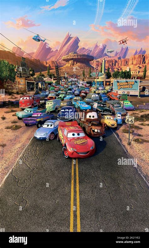 SALLY CARRERA, DOC HUDSON, LIGHTNING MCQUEEN, MATER TOW TUCK, CARS ...