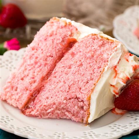 Strawberry Cake (No Jello) with Whipped Cream Cheese Frosting