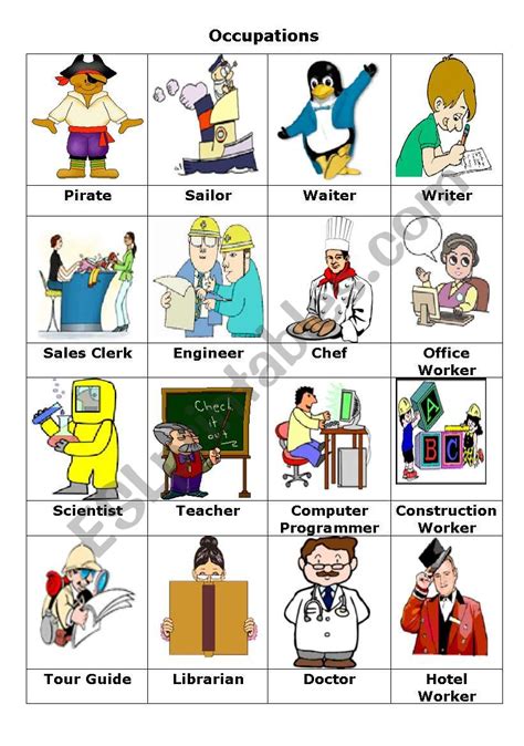 Occupations / Jobs - ESL worksheet by ONSENLADY