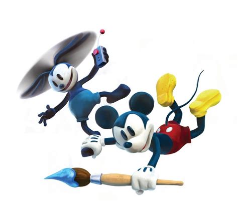 Mickey and Oswald flying. Epic Mickey 2 art | Epic mickey, Mickey mouse cartoon, Epic mickey 2