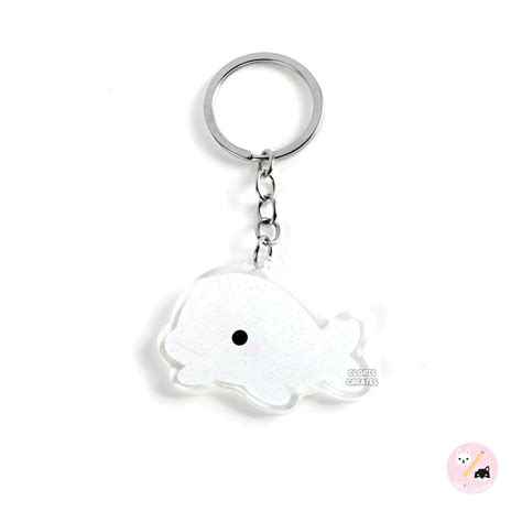 Beluga Whale Acrylic Glitter Keychain Kawaii Chibi Marine Animal ...