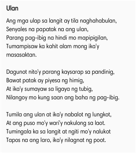 Tula tagalog - "Ulan" | Do good quotes, Tagalog love quotes, Filipino ...