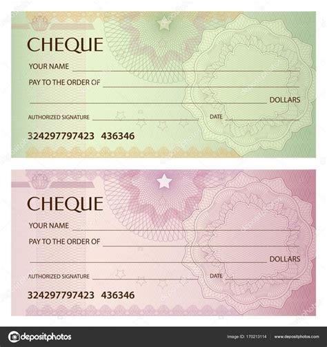 Check (cheque), Chequebook template. Guilloche pattern with watermark, spirograph. Background ...