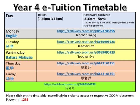 Year 4 Timetable 2021 | PDF