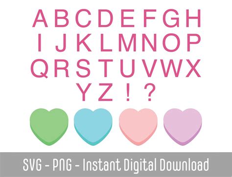 Conversation Heart Font SVG Valentine's Day Candy Heart Squared Font ...