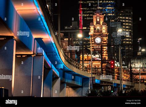 Melbourne city skyline at night Stock Photo - Alamy