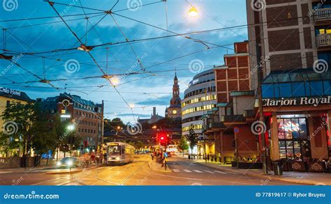 Oslo, Norway. Evening Cityscape, the Illuminated Biskop Gunnerus Editorial Photography - Image ...