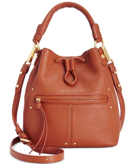 Sanctuary Leather Drawstring Small Bucket Bag in Brown (Mulberry) | Lyst