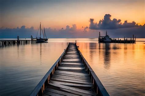 Premium AI Image | a dock in the sunset