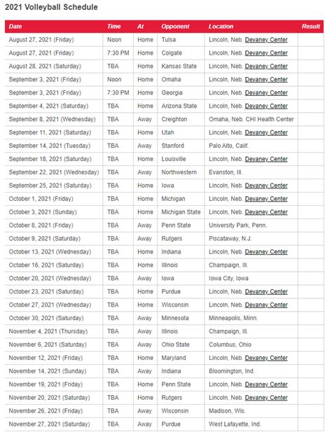 2022 Husker Volleyball Schedule Printable | Printable Schedule