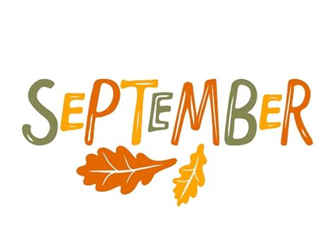 Hand Drawn Lettering Word September Text With Oak Leaves Month September Festive Autumn Banner ...