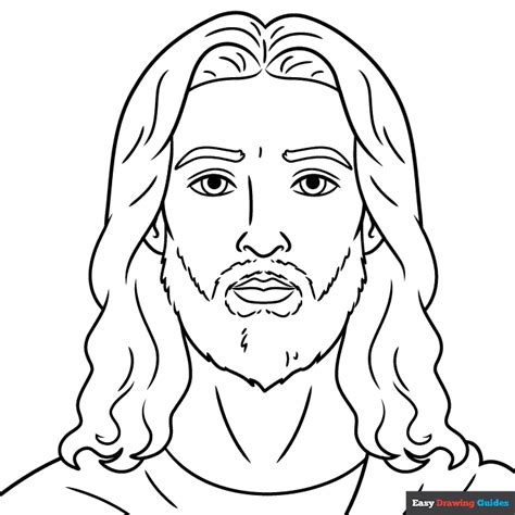 Jesus Face Coloring Page | Easy Drawing Guides