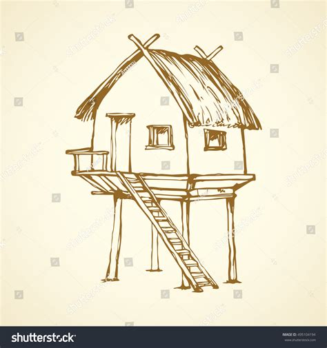 Cozy Small Poor Barn On Legs Stock Vector (Royalty Free) 495104194 | Shutterstock