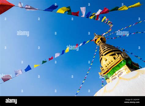 Swayambhu / Swayambunath temple in Kathmandu, Nepal Stock Photo - Alamy