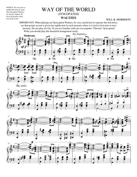 Way of the World (1913) Sheet music for Piano (Solo) | Musescore.com