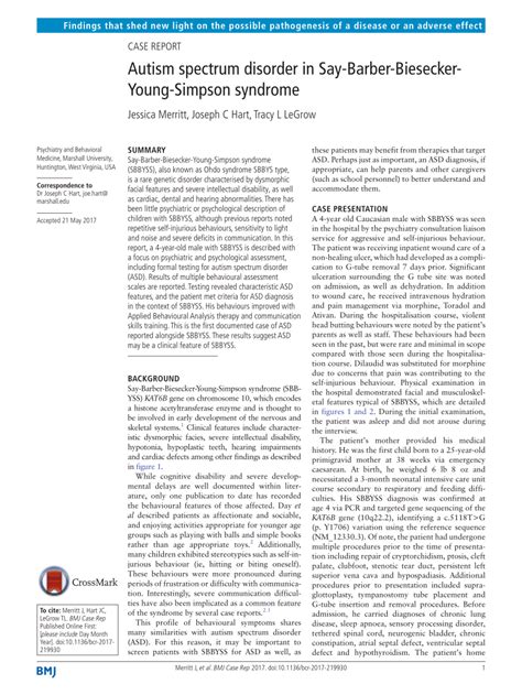 (PDF) Autism spectrum disorder in Say-Barber-Biesecker-Young-Simpson syndrome